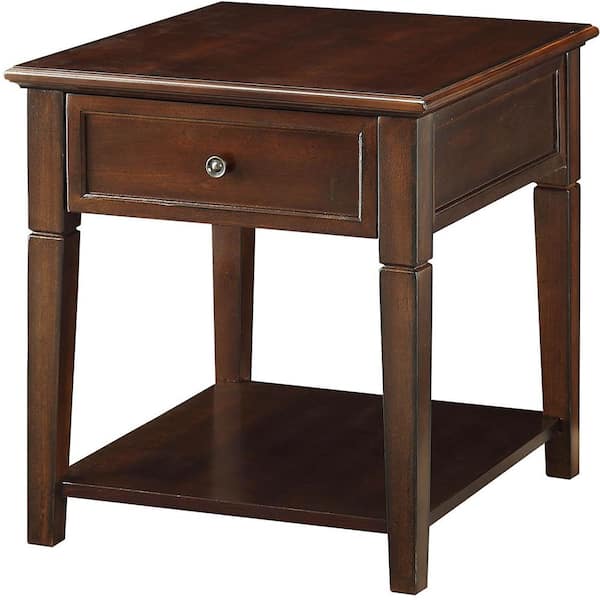 Acme Furniture Malachi 24 in. Walnut Short Square Wood End Table