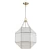 Monteaux Lighting Ellis 18.5 in. 3-Light Gold Pendant Light Fixture with Satin White Glass Panels HPI-10714