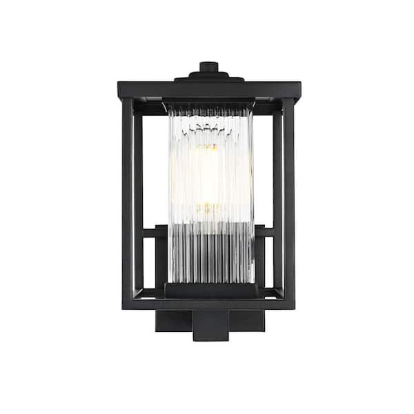 11.5 in. Black Outdoor Hardwired Wall Sconce with No Bulbs Included