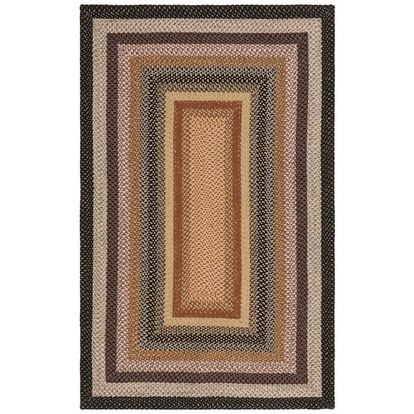 Braided Multi Machine 6 ft. x 8 ft. Machine Washable Border Interlaced Area Rug