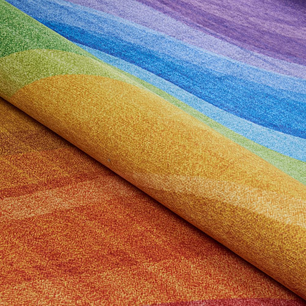 Multicolor Rainbow Waves Rectangular Synthetic Area Rug 8' x 10'