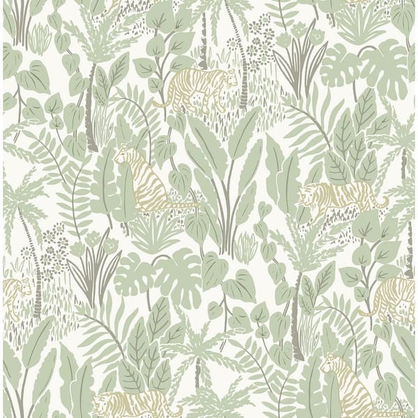 NuWallpaper Green Maynard Vinyl Peel and Stick Wallpaper Roll