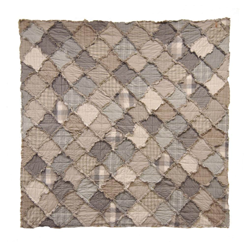 Smoky Mountain Taupe and Gray Cotton Quilted Throw Blanket