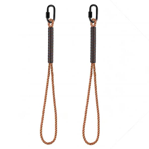 8 ft. Brown Tree Swing Rope Hammock Hanging Straps with Stainless Steel Carabiner Snap Hook (2-Pack)