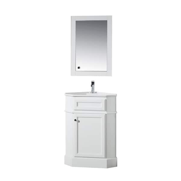 Stufurhome Hampton 27 In W Corner, Corner Bathroom Vanity Cabinet
