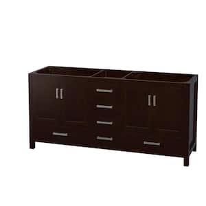 Sheffield 70.75 in. W x 21.5 in. D x 34.25 in. H Double Bath Vanity Cabinet without Top in Espresso