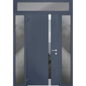 6777 56 in. x 96 in. Left Hand/Outswing Tinted Glass Gray Graphite Steel Prehung Front Door with Hardware