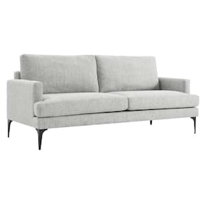 Evermore 75.5 in. Square Arm Upholstered Fabric Lawson Rectangle Removable Cushion Sofa in Light Gray