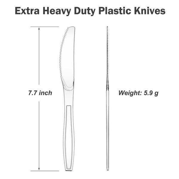 Disposable Plastic Knives with BPA-Free, Heat Resistant and Durable for Kitchen, Restaurant and Party, Clear (100-Pack)