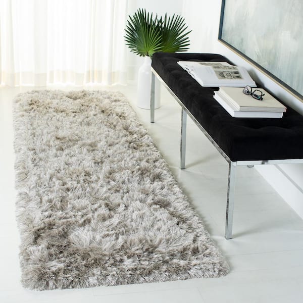 Ocean Shag 2 ft. x 10 ft. Light Gray Cozy Plush Runner Rug