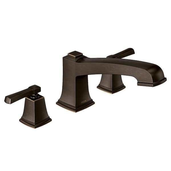 Boardwalk 2-Handle Tub Deck Mount Roman Tub Faucet with Handles in Mediterranean Bronze