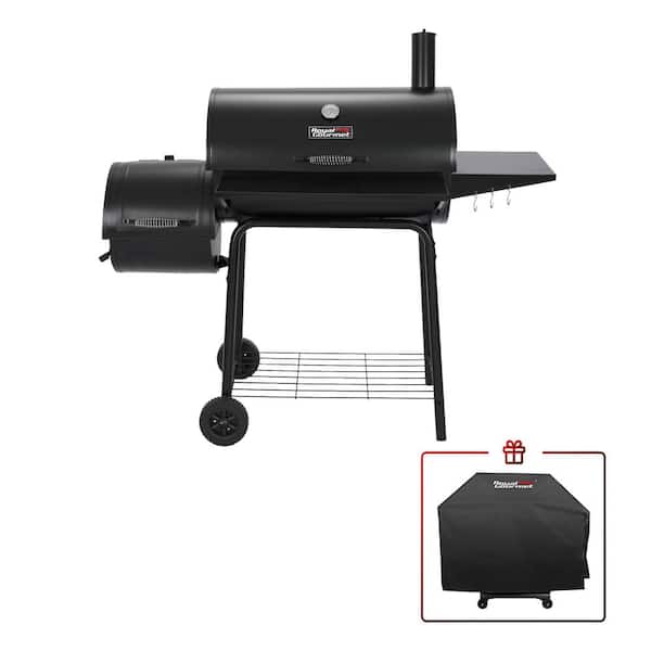 Royal Gourmet Charcoal Grill with Offset Smoker and Side Table in Black  plus a Cover CC1830SC - The Home Depot