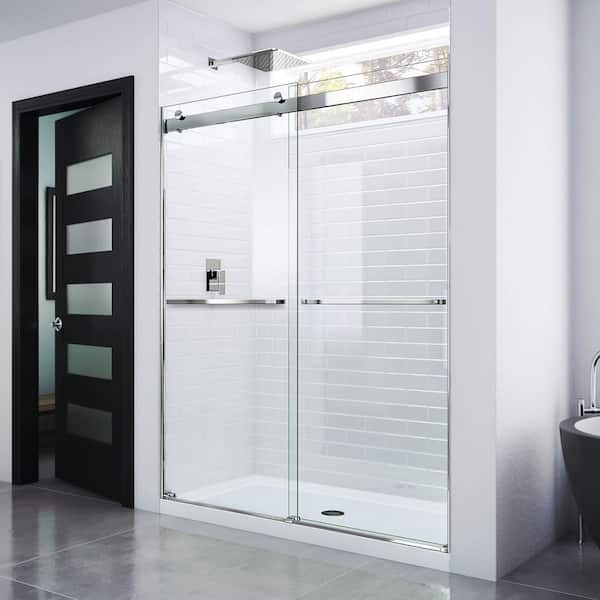 DreamLine Essence 44 in. to 48 in. x 76 in. Semi-Frameless Sliding Shower Door in Chrome with Clear Glass