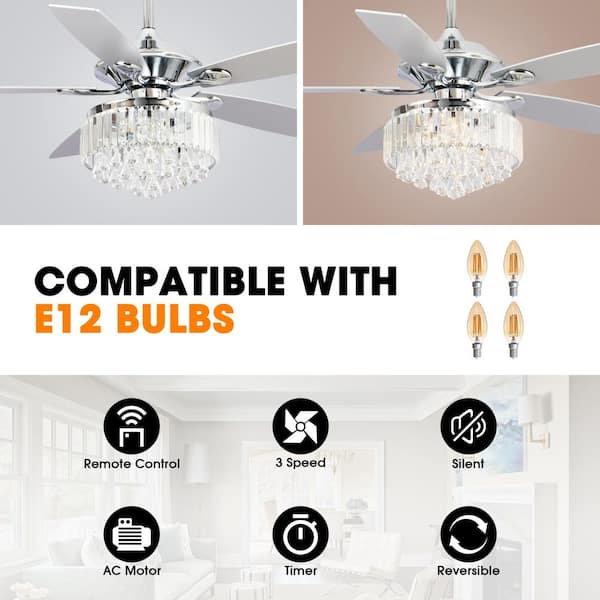 Parrot Uncle Zuniga 52 in. Indoor Chrome Downrod Mount Crystal