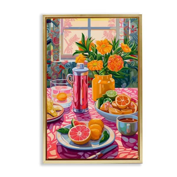 Summer Table Spread by LSR Design Studio Gold Floater Frame Food Graphic Art Print 31 in. x 21 in.