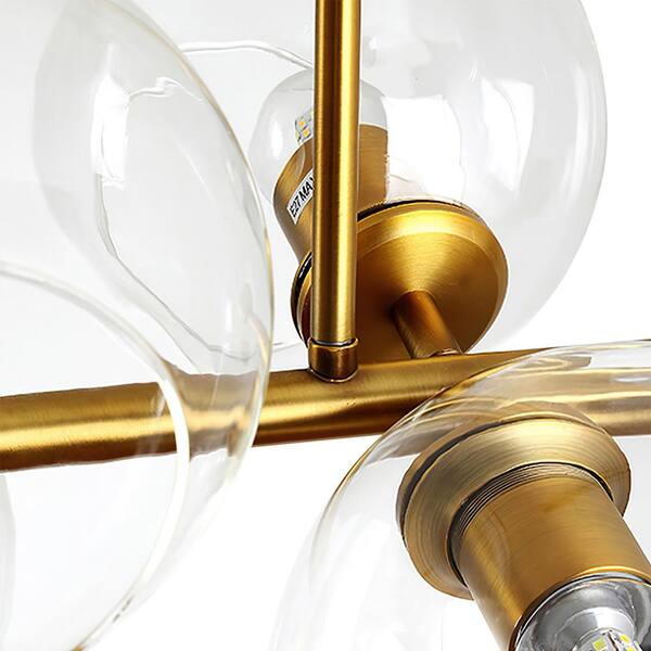 HUOKU Reverso 8-Light 39.37 in. W Brass and Clear Modern Linear