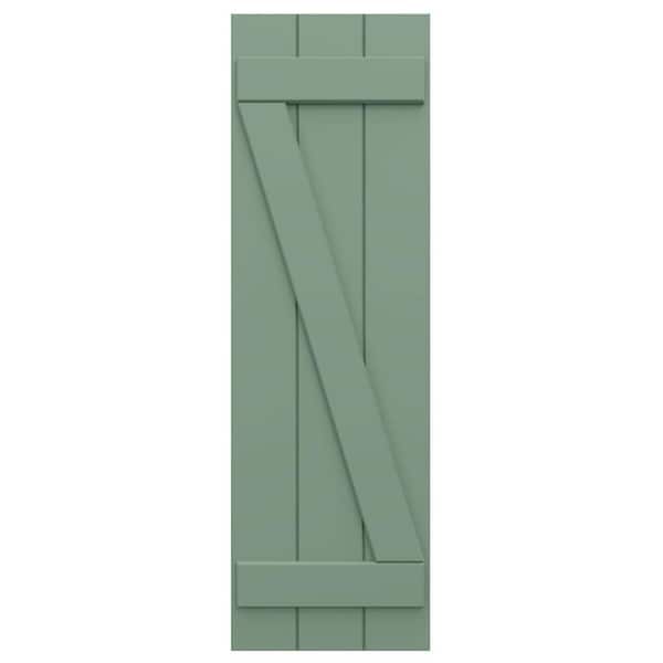 21 1/2"W x 56"H EnduraCore Composite, 4-Board Joined Board-n-Batten Shutters +ZBar, Track Green (Pair-No Hardware)