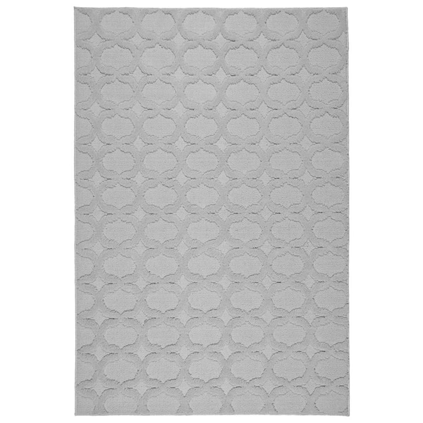 Garland Rug Sparta Silver 8 ft. x 10 ft. Casual Tufted Solid Color Trellis Polypropylene Area Rug