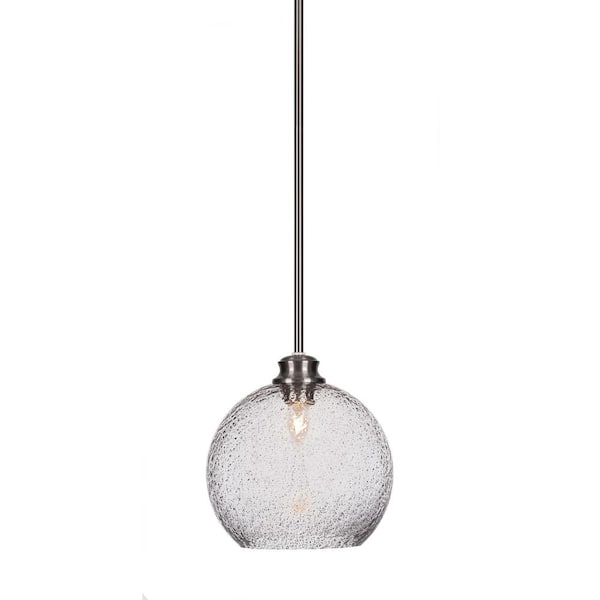 Unbranded Langdale 60-Watt 1-Light Brushed Nickel Shaded Mini Pendant Light with Glass Shade