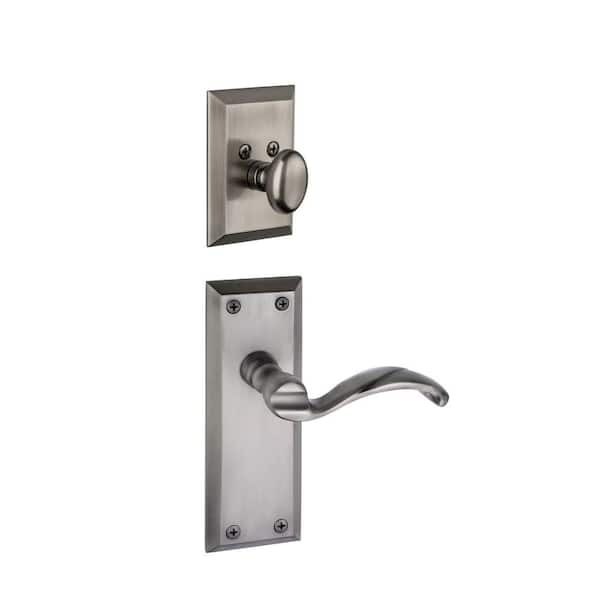 Grandeur Fifth Avenue Single Cylinder Antique Pewter Combo Pack Keyed Alike with Portofino Lever and Matching Deadbolt