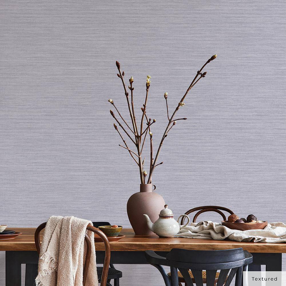 Powder Blue Vinyl Grasscloth Peel and Stick Wallpaper Roll