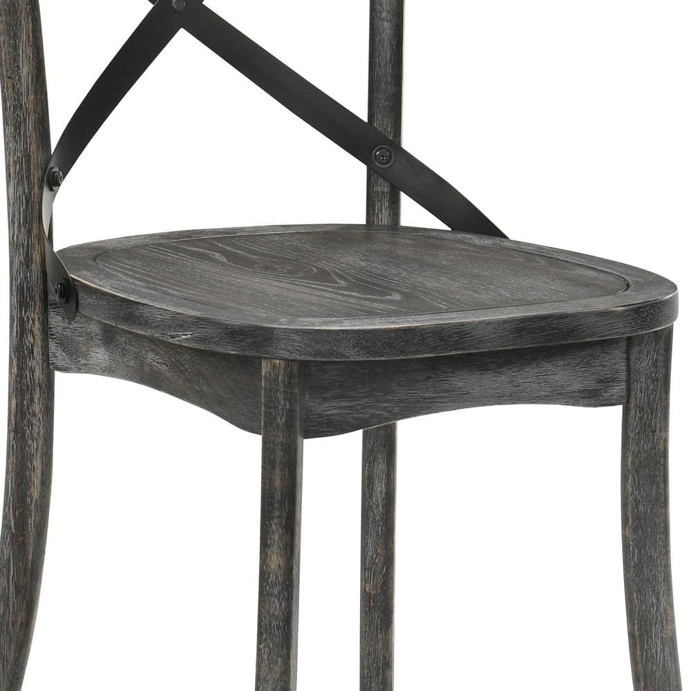 Rustic Gray High-Back Cross-Back Wooden Side Chair