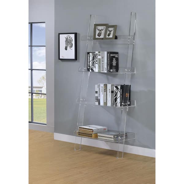 Coaster Amaturo 72.25 in. Clear 4-Shelf Ladder Bookcase