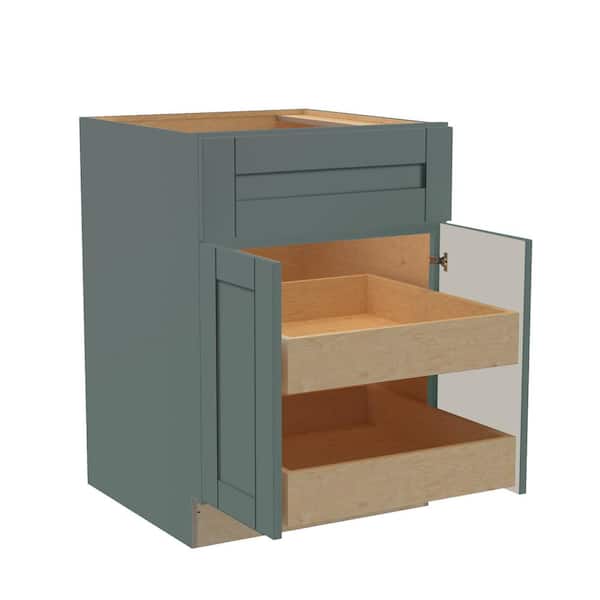 Washington 27 in. W x 24 in. D x 34.5 in. H Assembled Plywood Base Kitchen Cabinet in Green with Soft Close Doors