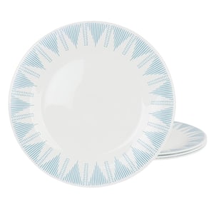 Piper Point 4-Piece 10 in. Round Tempered Opal Glass Dinner Plate Set in Blue