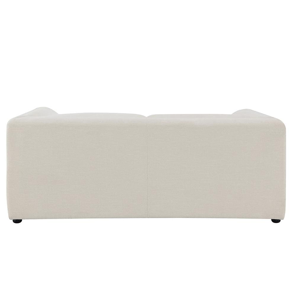 Beige Linen Tufted 2-Seat Loveseat with Wood Frame