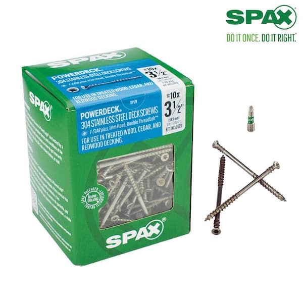 SPAX #10 x3-1/2 in. Exterior Trim Head Stainless Steel Wood Deck Screws Powerdeck TorxT-Star Plus(285 Each)5 LB Bit Included
