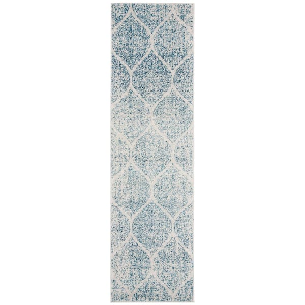 SAFAVIEH Madison Cream/Turquoise 2 ft. x 12 ft. Runner Rug
