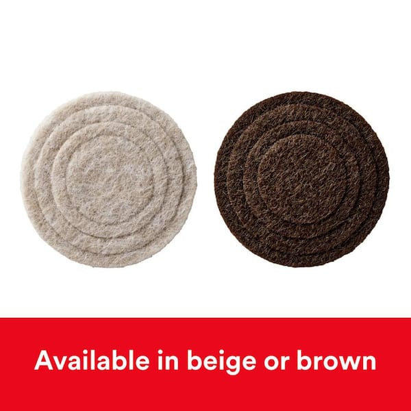 Pack-n-Tape  Scotch™ Felt Pads SP858-NA, Round, Brown Assorted 201/pk