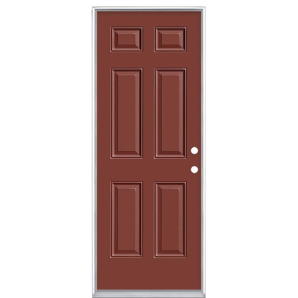 30 in. x 80 in. 6-Panel Left Hand Inswing Painted Steel Prehung Front Exterior Door No Brickmold price history on PriceWatchPro