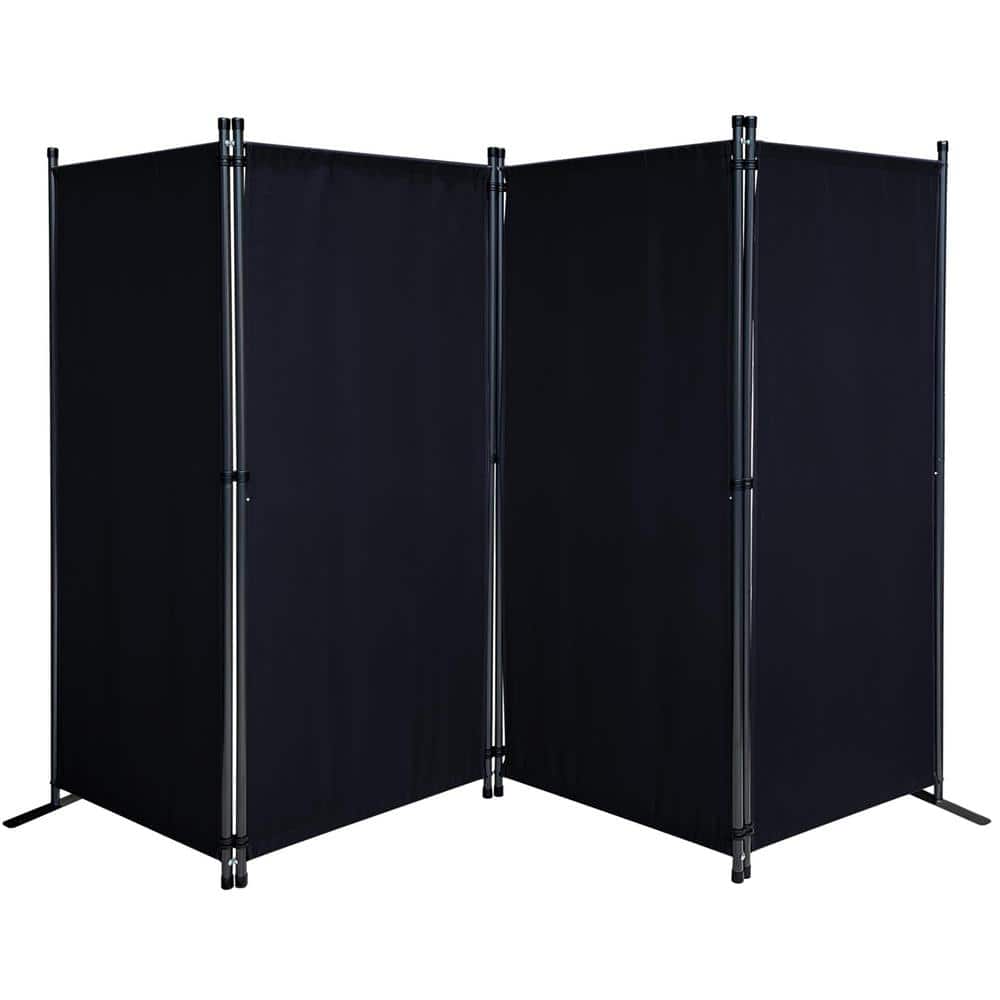 87 in. W x 65 in. H Black Folding Privacy Screen Metal 4-Panel Freestanding Room Divider for Garden Backyard Living Room price history on PriceWatchPro