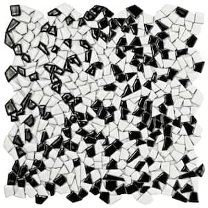Jazz Black and White 11-1/4 in. x 11-1/4 in. Ceramic Mosaic Tile (0.88 sq. ft./Each)