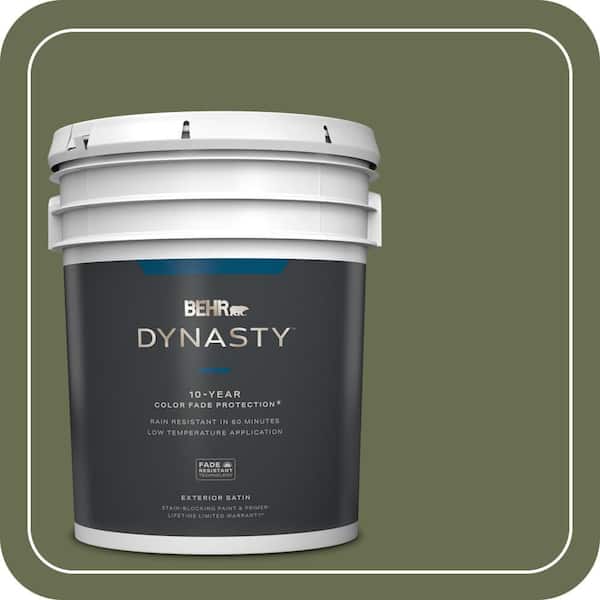 BEHR DYNASTY 5 gal. #S380-7 Global Green Satin Enamel Exterior Stain-Blocking Paint & Primer