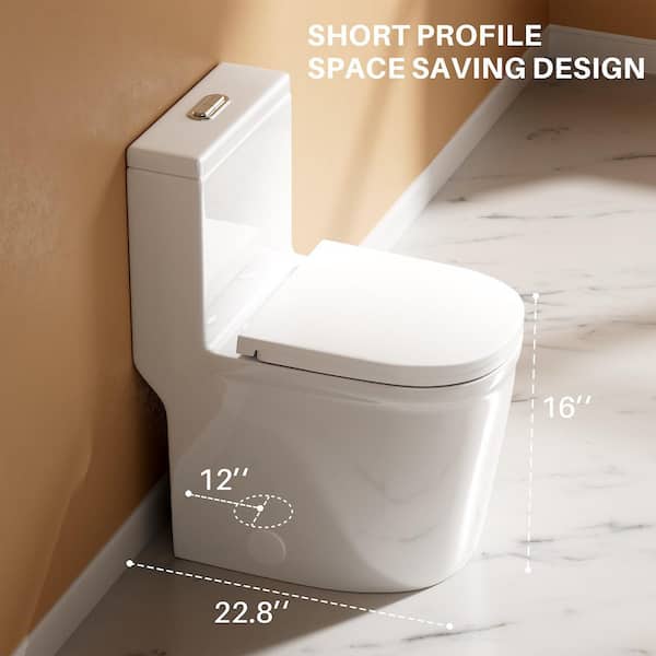 Yingze 12 in. 1-Piece 1.1/1.6 GPF Dual Flush Modern Round Toilet
