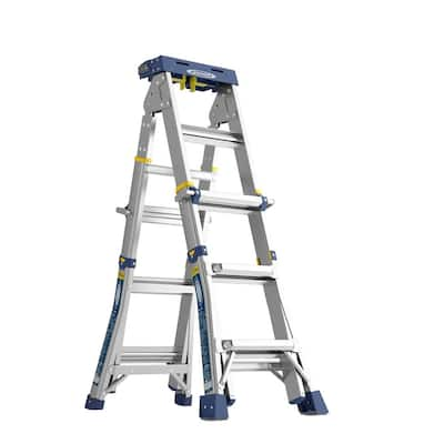 Werner Multi Max Pro 16 ft. Reach Aluminum Adjustable Multi Position Ladder with 375 lb. Load Capacity Type IAA Duty Rating