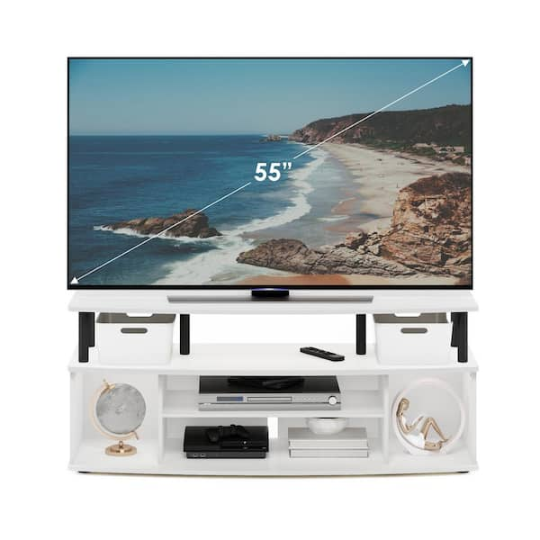 Furinno JAYA 47.24 in. White/Black Large Entertainment Center Fits