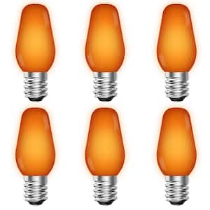 0.5-Watt C7 LED Orange Replacement String Light Bulb Shatterproof Enclosed Fixture Rated UL E12 Base (6-Pack)