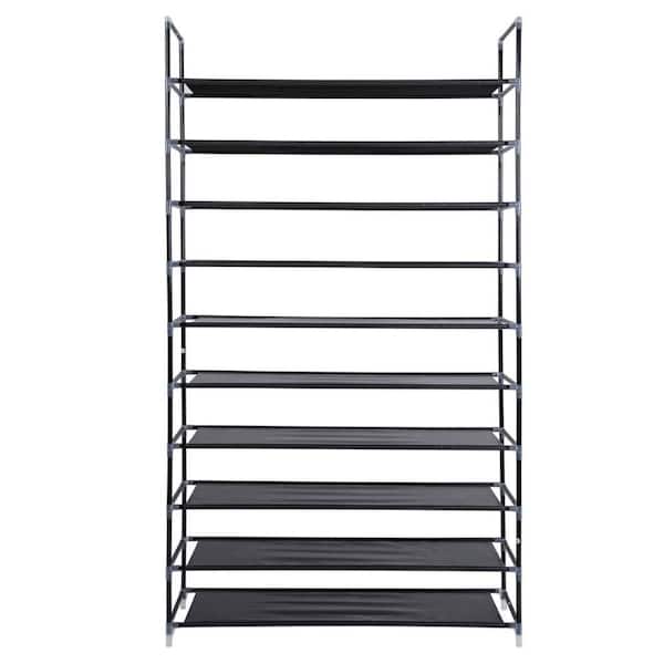 68.9 in. H 50-Pair Black Shoe Rack