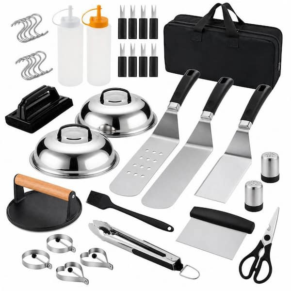 38-Piece Stainless Steel Griddle Specialty Sets, Extra Thick Grill Spatula, Turner, Flipper, Flat Top Grill Tools Kit