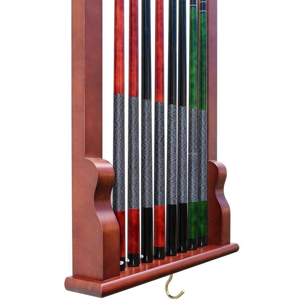 Rich Mahogany Wall Mounted Billiard Cue Rack