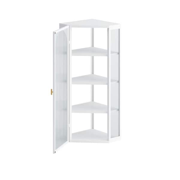 Unbranded 22 in. W x 15.9 in. D x 41.3 in. H Bathroom Storage Wall Cabinet with Featuring Four-tier Storage in White