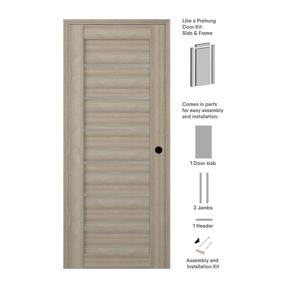 18 in. x 84 in. Alba Left-Hand Solid Core 7-Lite Frosted Glass Shambor Wood Composite Single Prehung Interior Door price history on PriceWatchPro