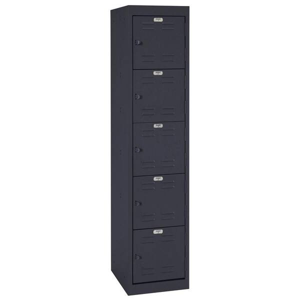 Sandusky 66 in. H x 15 in. W x 18 in. D 5-Tier Welded Steel Storage Locker in Black