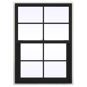 30 in. x 42 in. V-2500 Series Bronze Exterior/White Interior FiniShield Vinyl Single Hung Window, Colonial Grids/Grilles