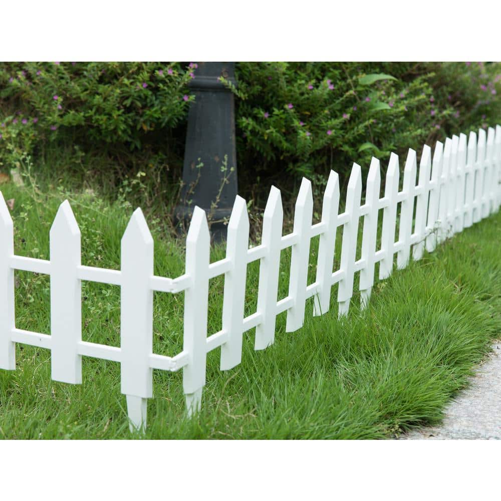 White Vinyl Garden Picket Fence Panel, 12 x 21.75 Inches