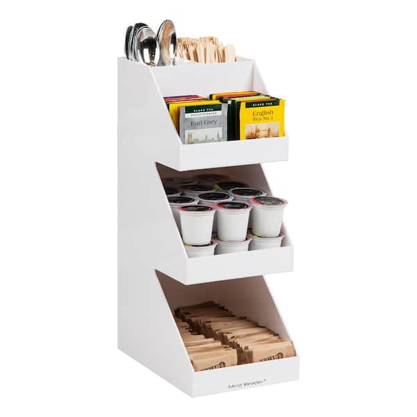 Mind Reader 3-Tier, 5-Compartment Coffee Tea Utensil and Condiment Countertop Organizer, 6 in. L x 9 in. W x 16 in. H, White